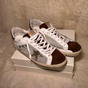 Golden Goose Men’s Brown and White sneakers — Size 11